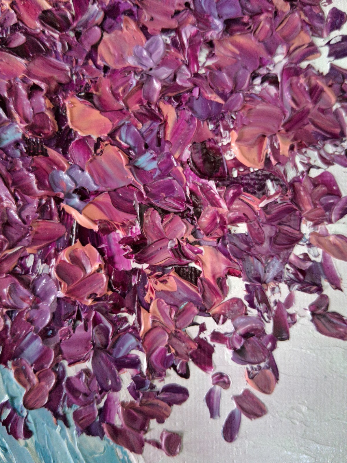 Original 4″x6″ Textured Oil Painting IMPASTO Flower Bouquet purple Wildflowers
