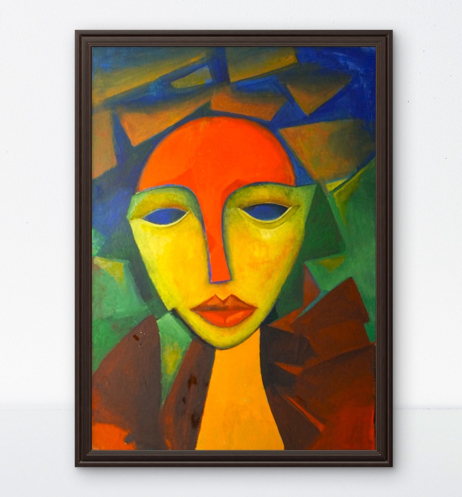 Portrait of a girl in the style of Kazimir Malevich. Acrylic. Original.
