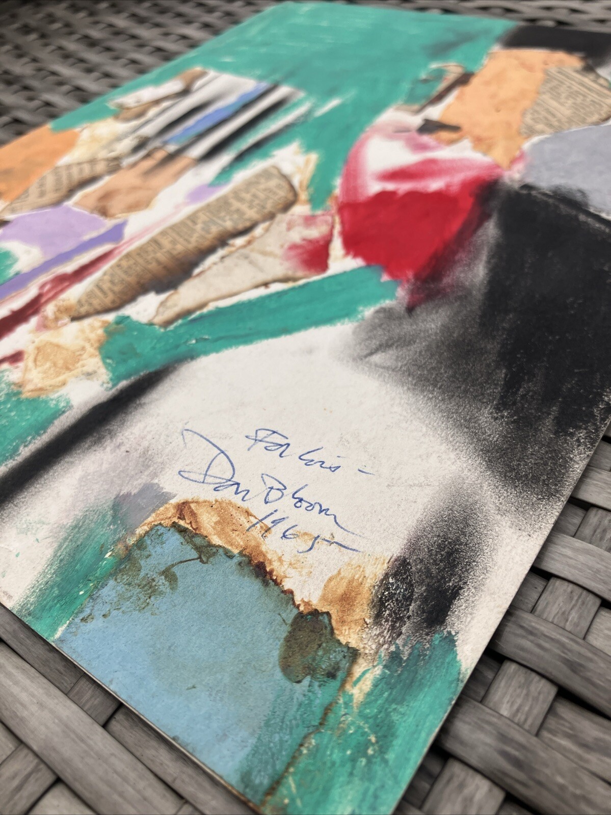 1965 ARTIST Signed Don Bloom Original Mixed Media ABSTRACT 11×8.5 Painting Wow!