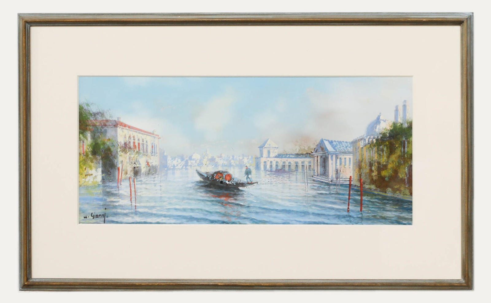 Maria Gianni (1873-1956) – Framed Gouache, Gondola on the Lido