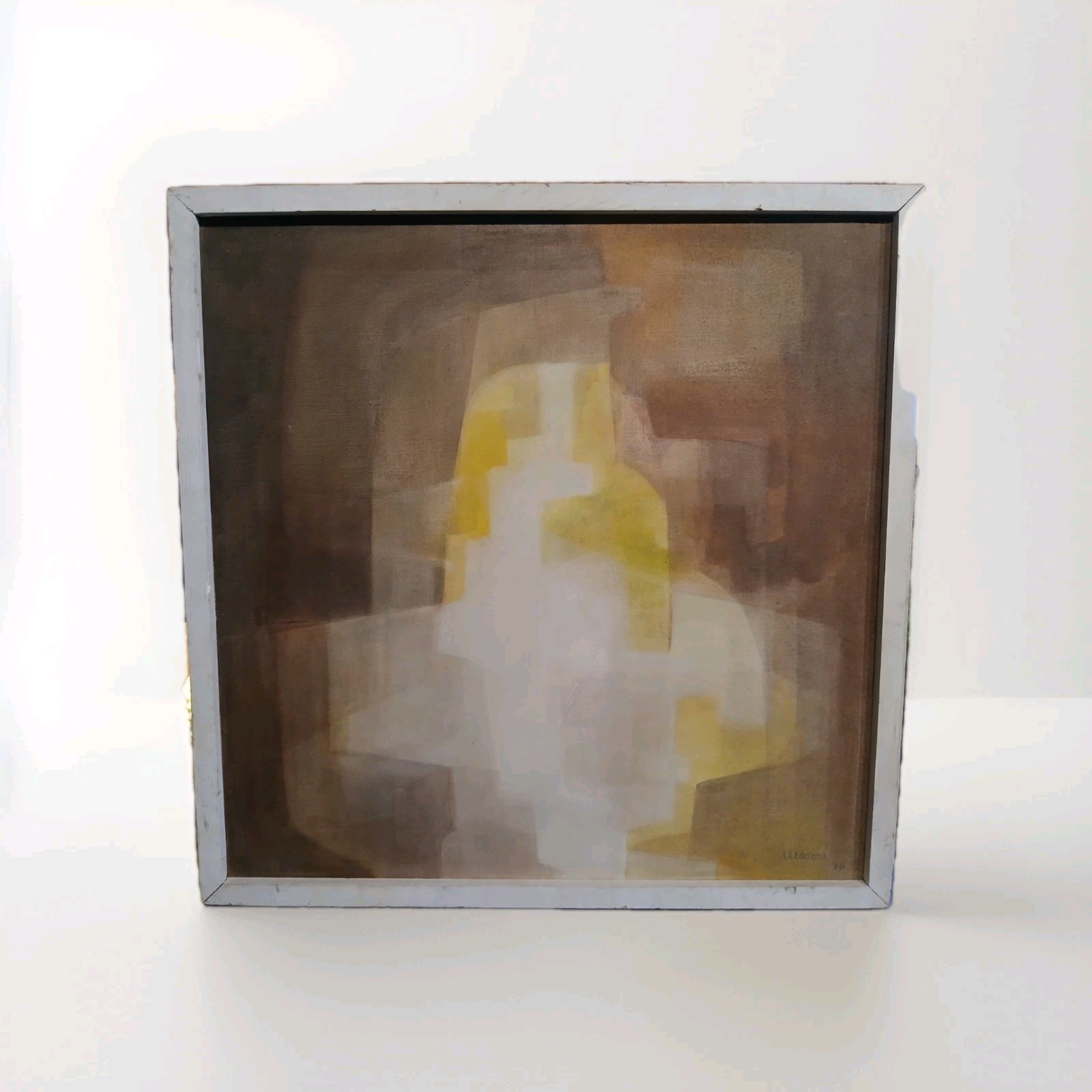 ​Vtg Mcm 1980 Geometric Abstract Oil Painting German Canvas Signed Mason 23×23″