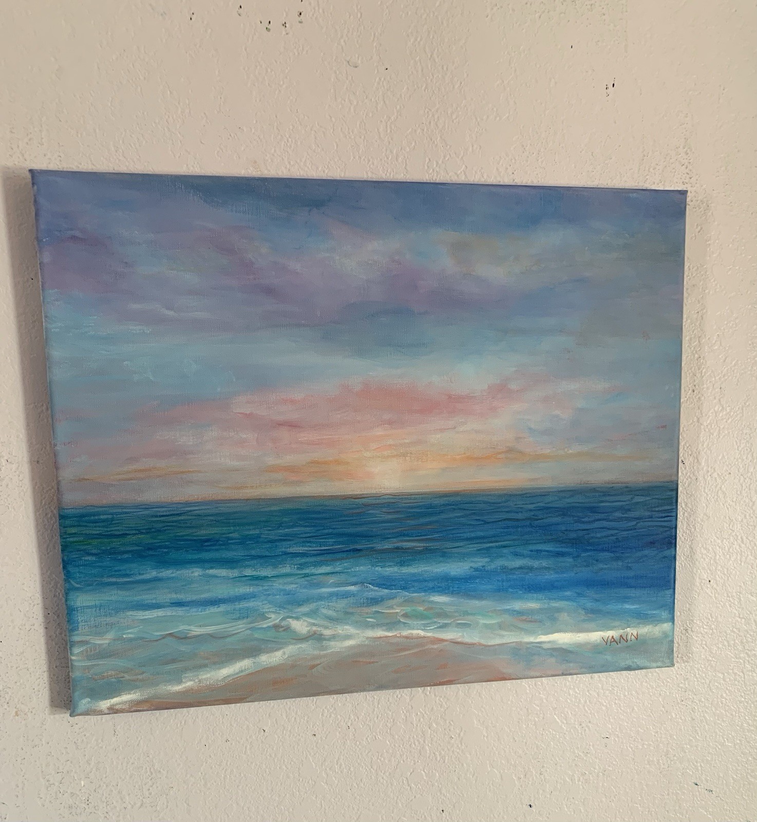 Oil on Canvas Painting by Gina Vann Seascape 16 in. x 20 in. Large Unframed 2026