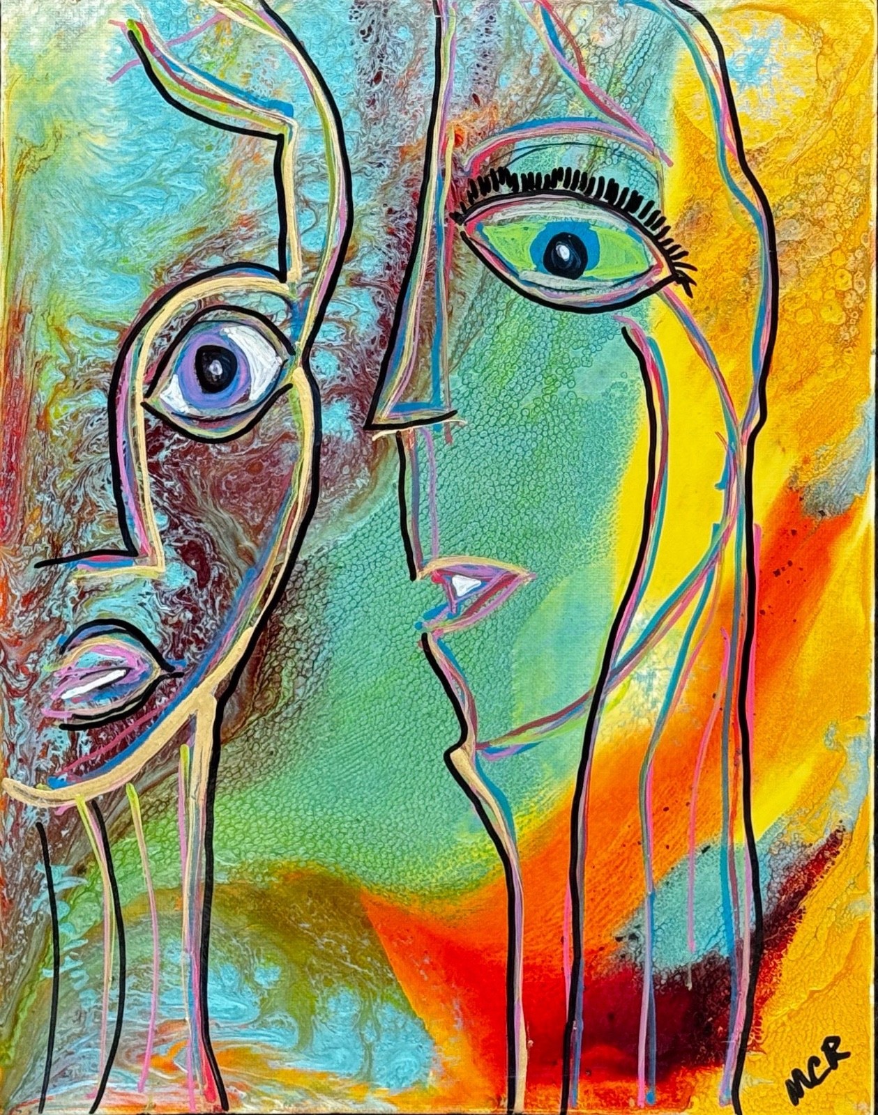 Original Signed Mixed Media Art Listen To Me Painting 11×14 Home Decor