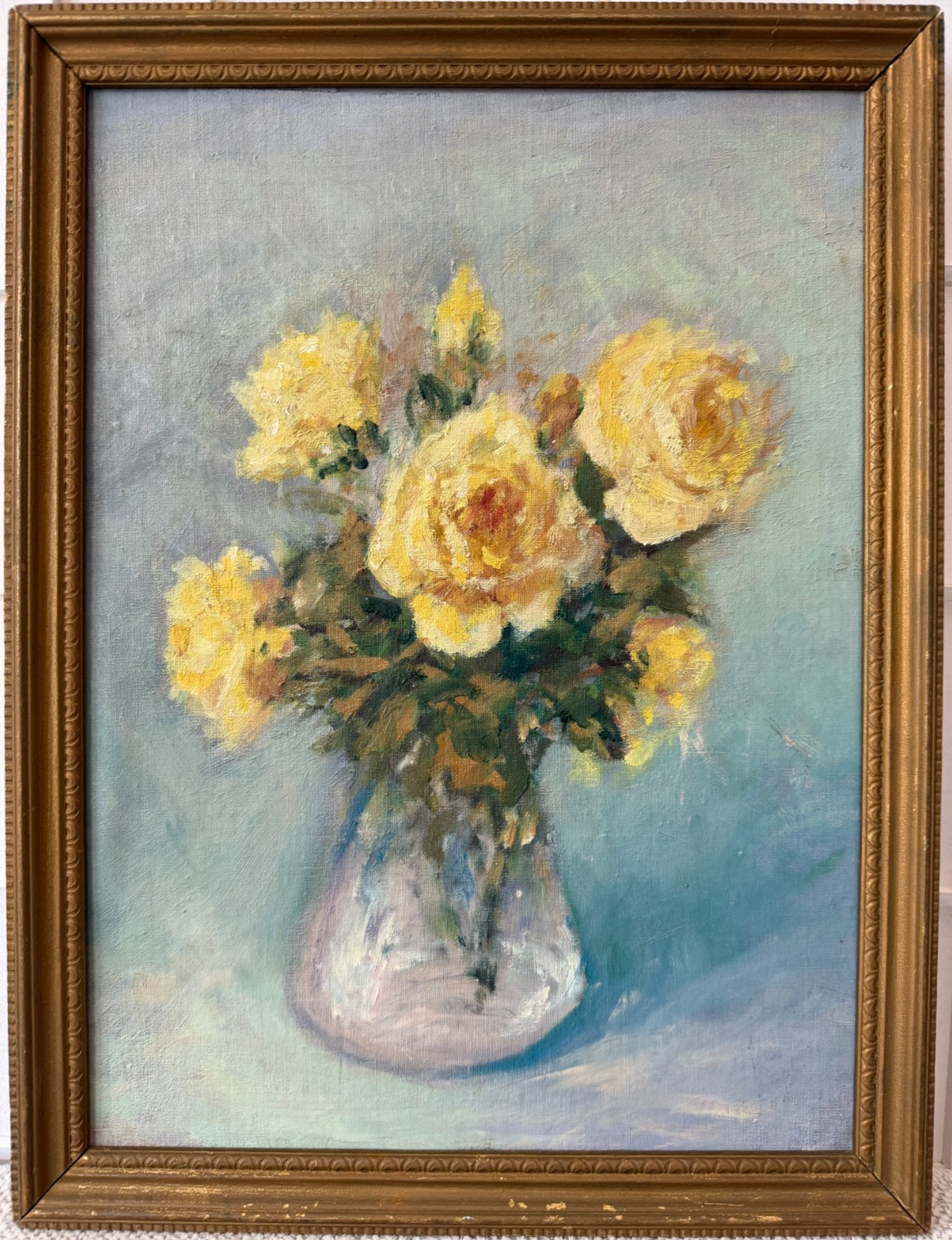 Vintage Original Oil Painting Still Life Impressionist Framed Floral Roses Art