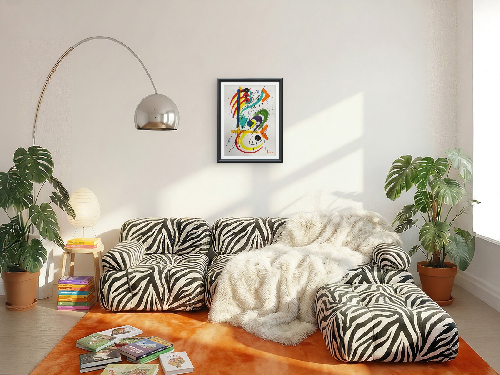 Hunt original: Acrylic on Paper Unique Art 9×12 Colorful Geometric Design