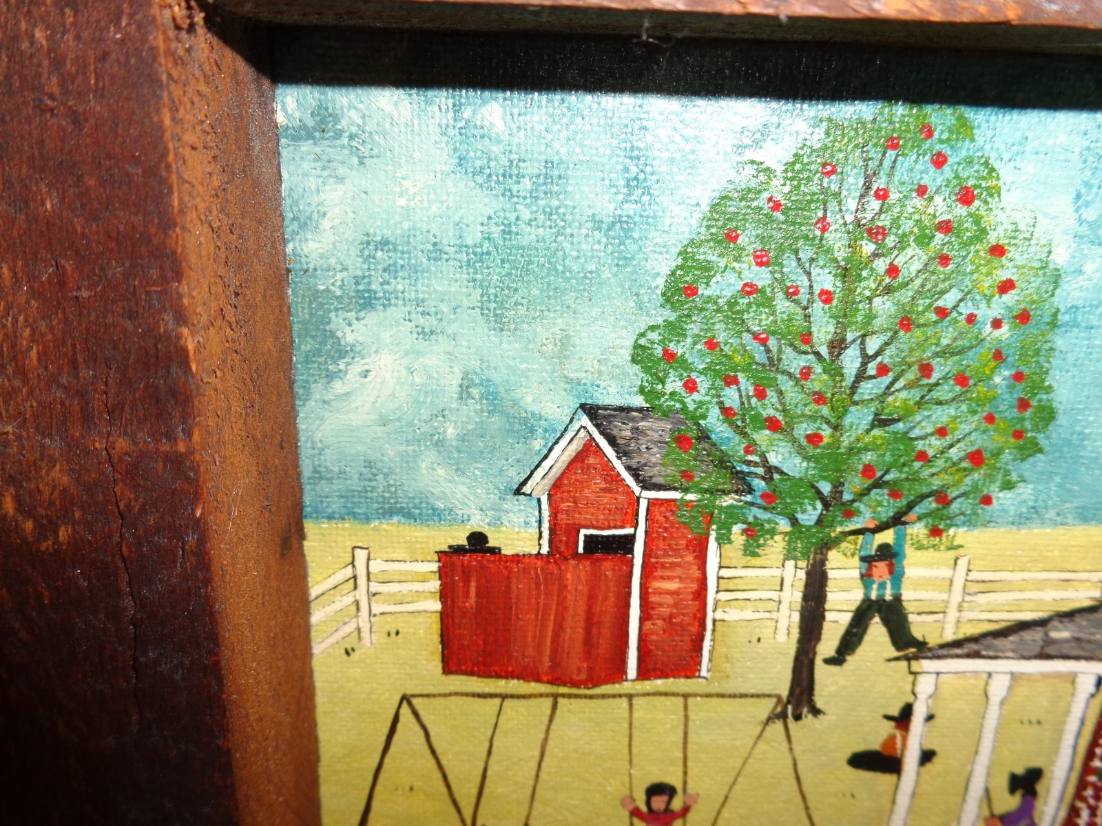 Dolores Hackenberger Oil on Board Amish One Room School House, Signed