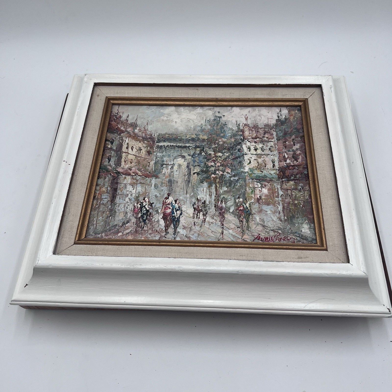 ORIGINAL 70s MARIE CHARLOT Framed Impasto Oil Painting Paris Street Scene Signed