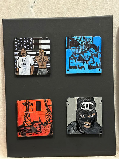 Westside Gunn & More Inspired Hip Hop Floppy Disk Art 14×11 Hand Painted Mixed