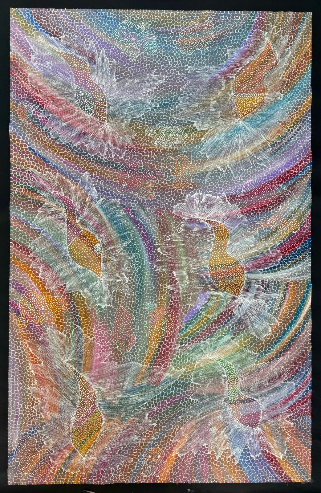 Jedda Purvis Kngwarreye. Authentic Aboriginal Art. Size 150cm x 100cm,Pencil Yam
