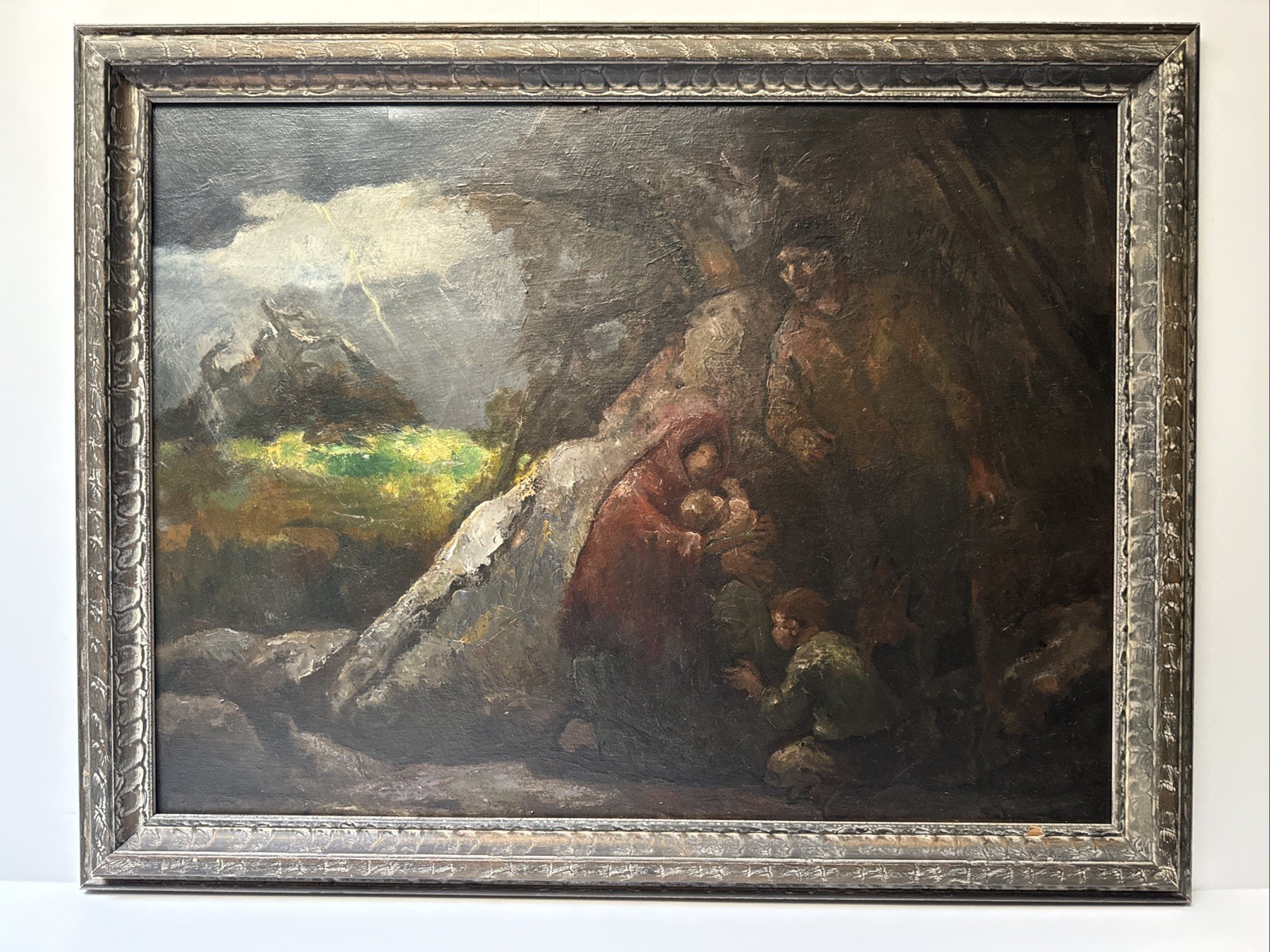 EUGENE HIGGINS PAINTING ANTIQUE EXPRESSIONIST STORM LANDSCAPE FAMILY WPA FAMOUS