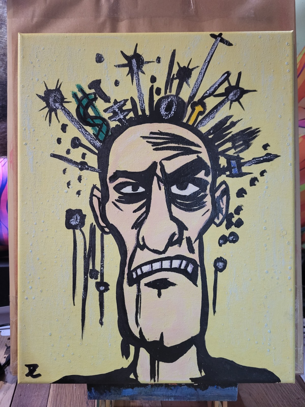 Original Expressionism Acrylic Abstract Painting Canvas 11×14 Wall Decor