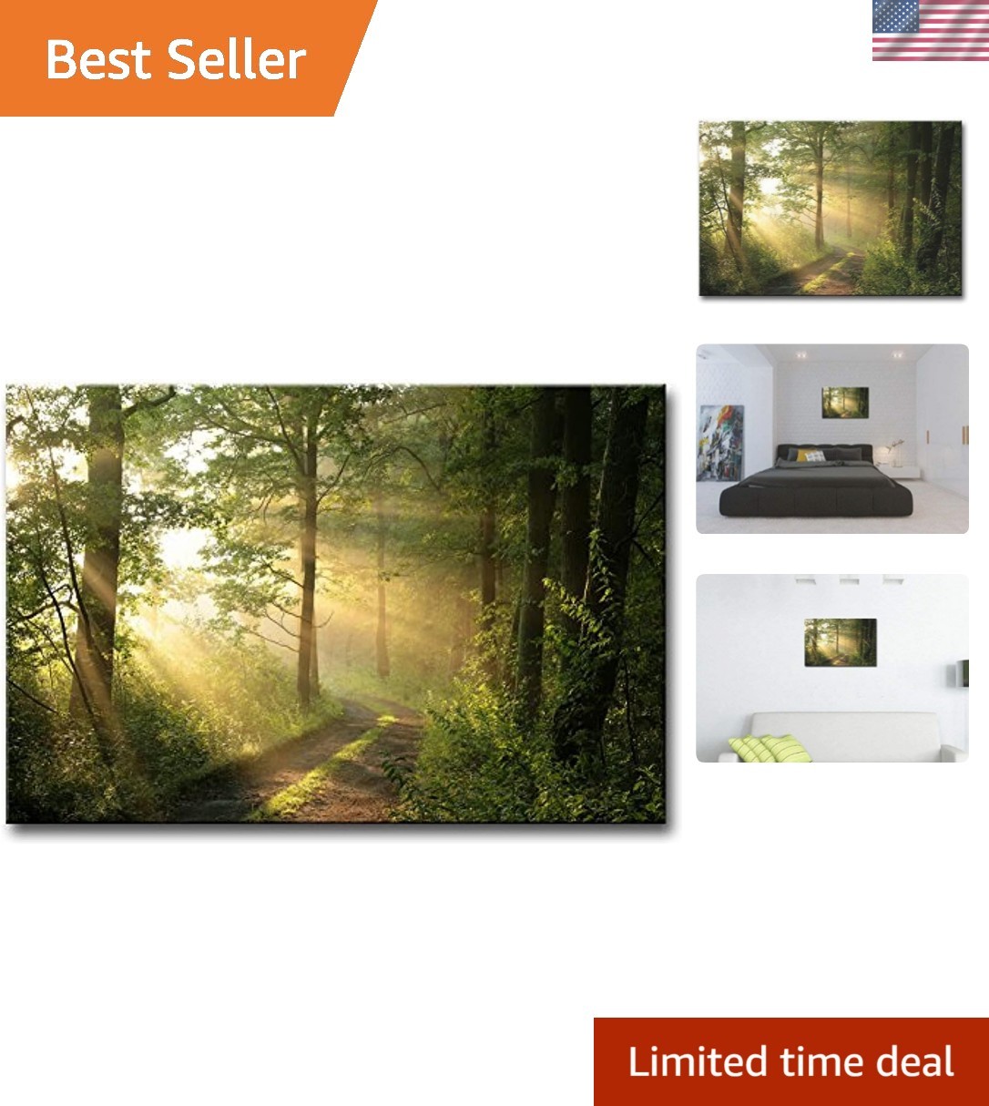 Modern Abstract Canvas Painting – Foggy Forest Scene 36×24 Perfect for Any Room