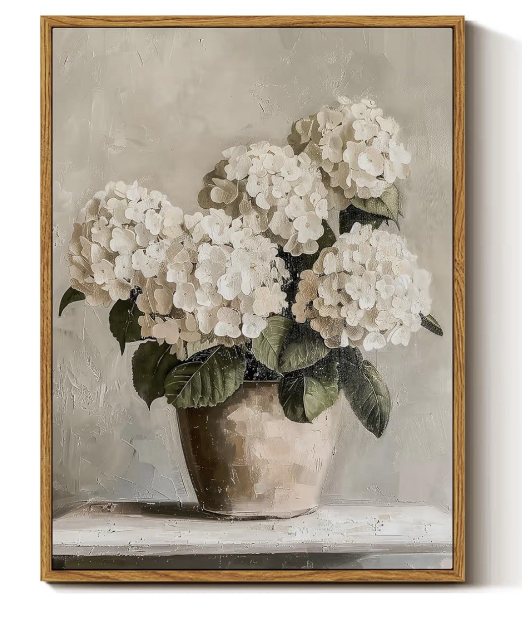 Vintage Hydrangea Framed Canvas Wall Art 12×16 – Floral Home Decor Print