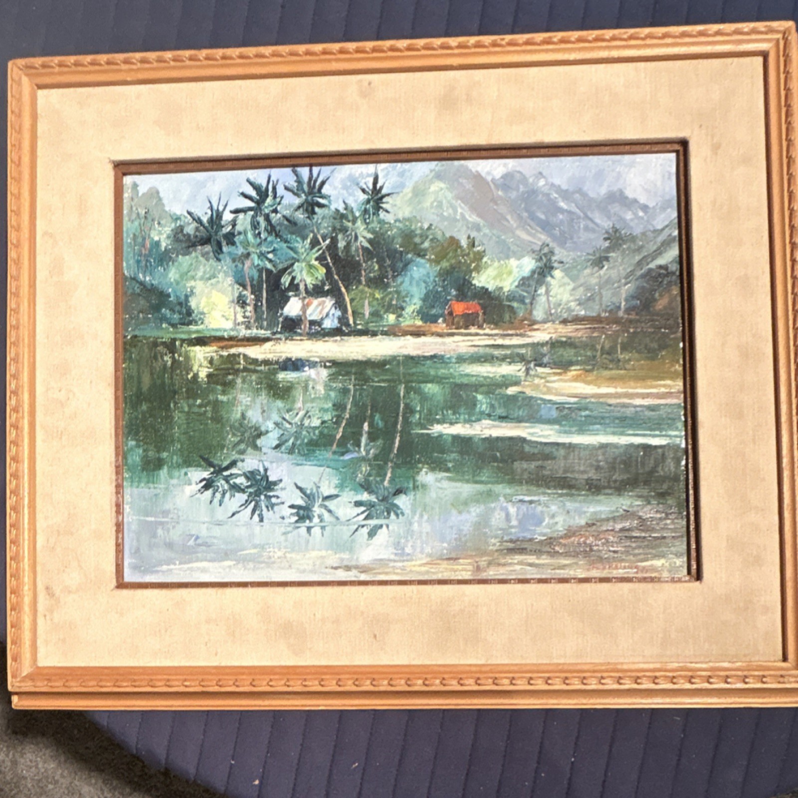Dee Kersting Framed Signed Oil Painting on Canvas – Kaneohe Beach 1971