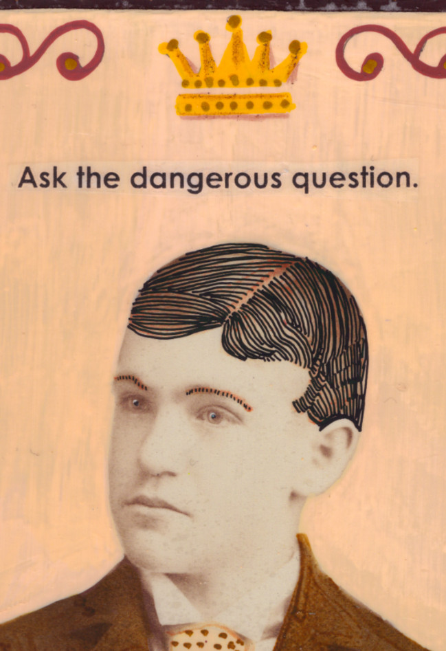 Ask the Dangerous Question Original Naive Folk Outsider Art Vintage Photo
