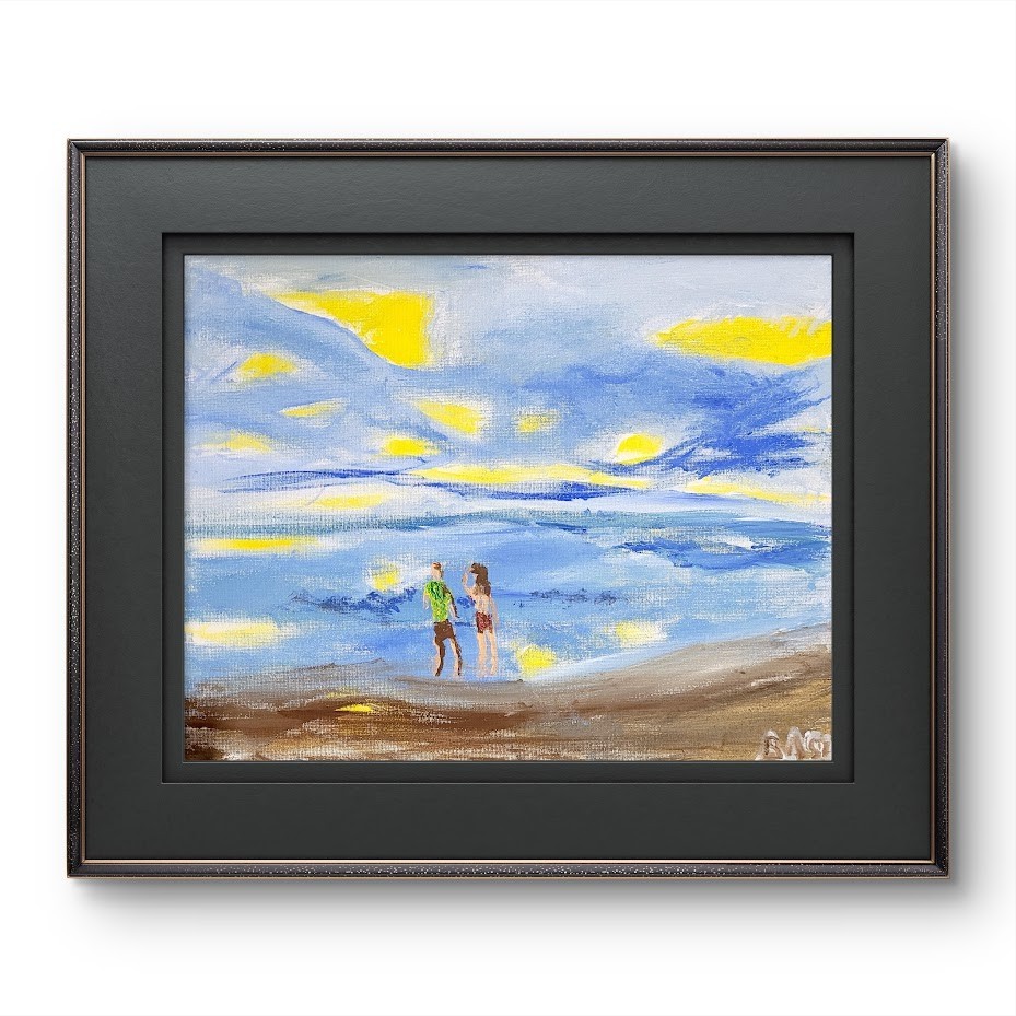 Walk On The Beach Abstract Expressionist Original Painting Canvas 11×14