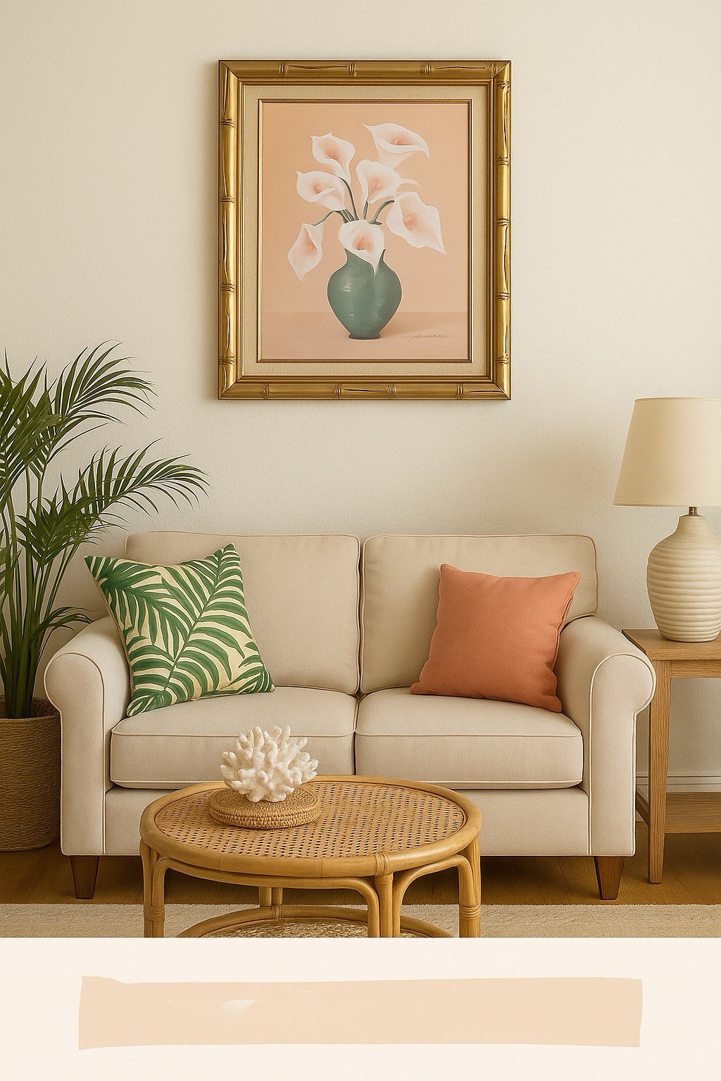 Palm Beach Chic Painting Calla Lilies Signed L. Stevensen Gold Bamboo Frame VTG