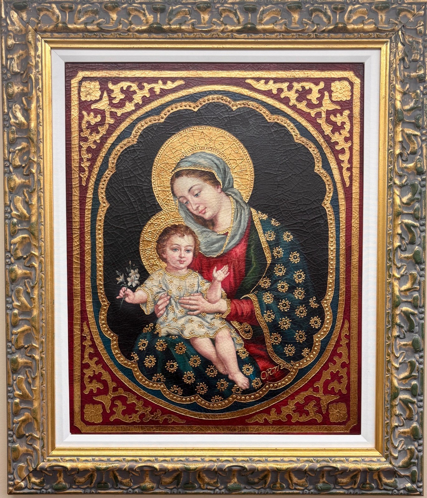 Ortiz «The Mother & Child» Hand Painted Religious Art Jesus Madonna New