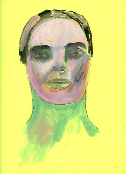 Original Portrait Painting 9×12 Yellow Expressive Wall Art Miz Katie