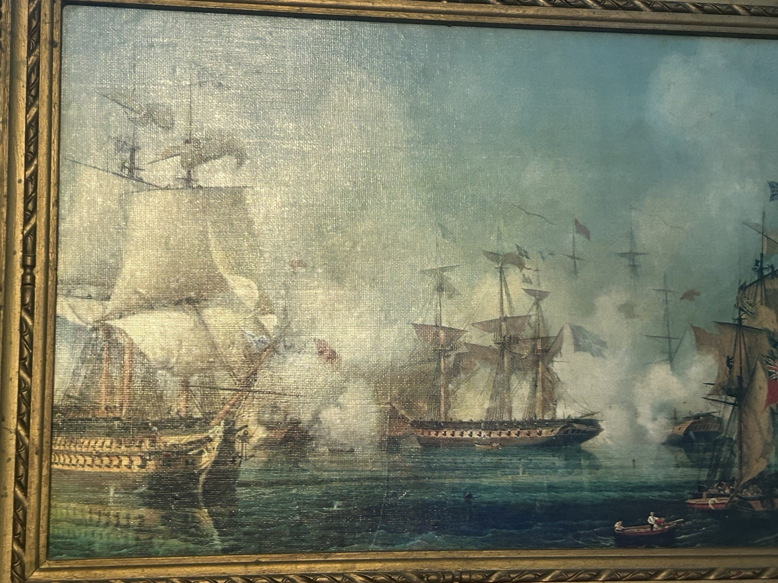 Framed Realism Nautical Seascape Ships Painting, Single Piece