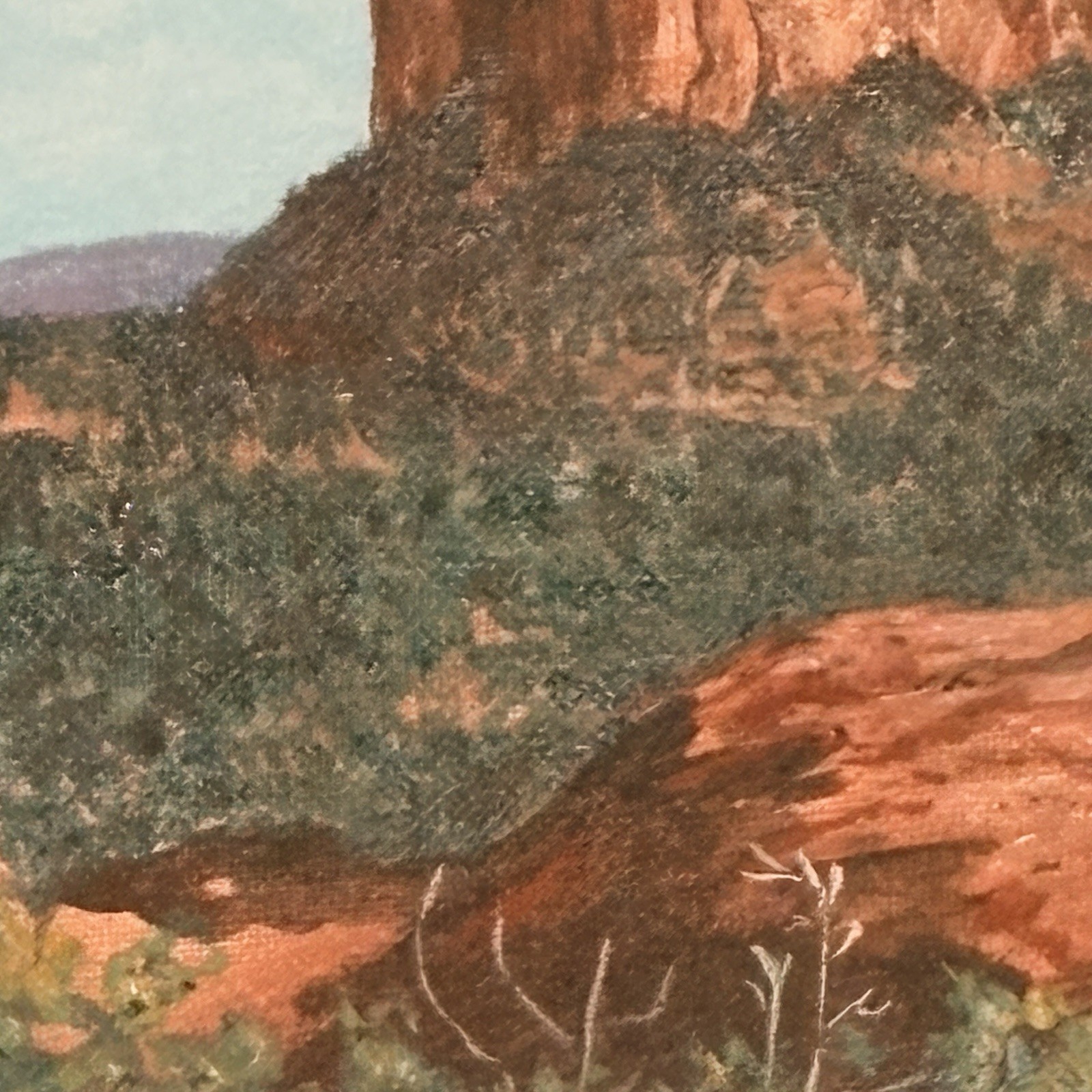 Original Vintage Cathedral Rock Sedona Arizona Landscape Painting Signed Framed