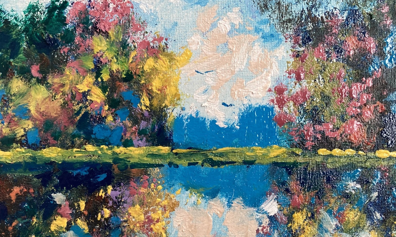 Autumn Reflections – Original Oil Painting Landscape 8*10 by Andrew Semberrecki