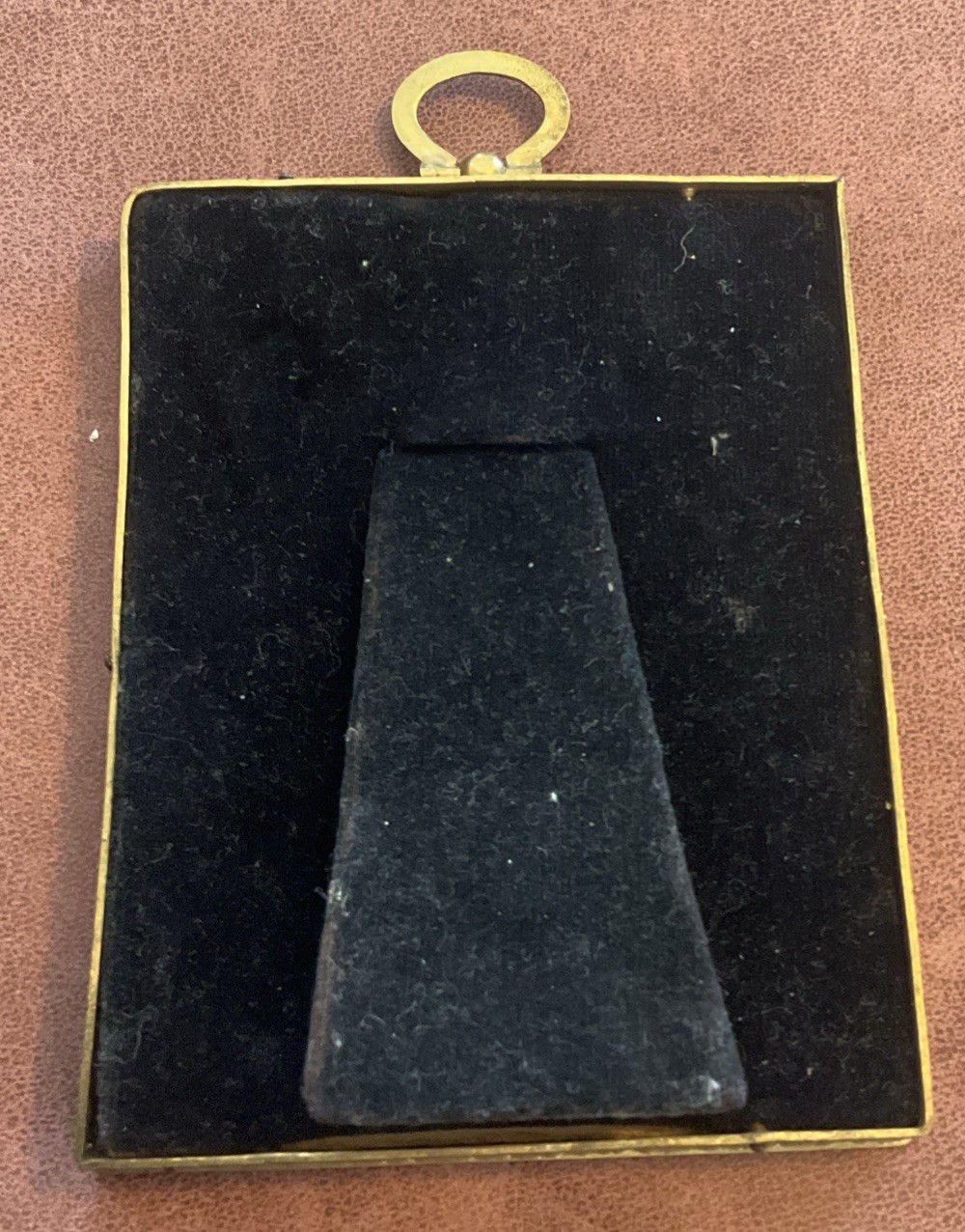 Antique Miniature Hand Painted Portrait, Early 1900s Gold Metal Frame 3.5”x4.5”