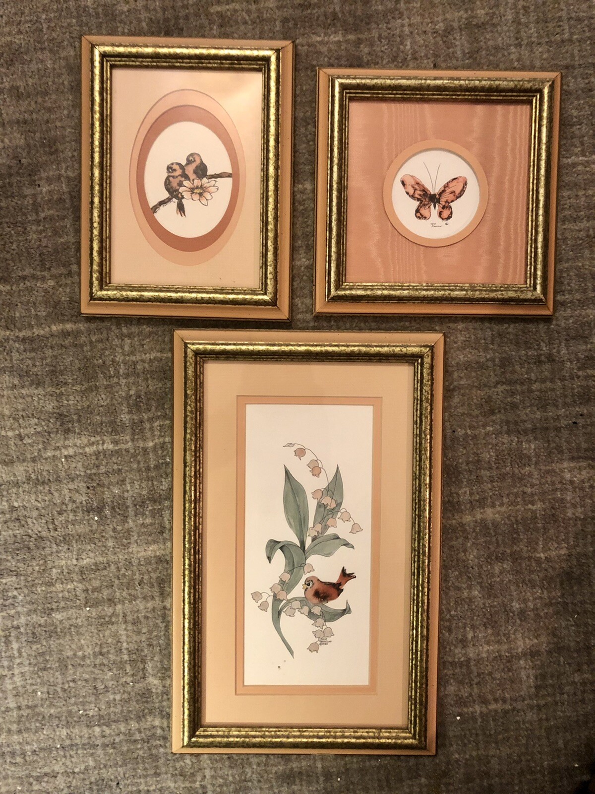Lot Of 3 Carol Morrison watercolor And Ink Professionally framed art Vintage 80s
