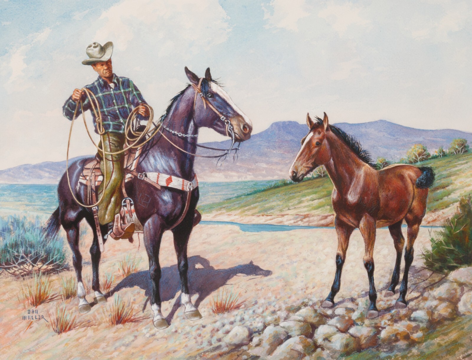 «Cowboy and Colt» Original Watercolor Painting by Daniel Cody Muller
