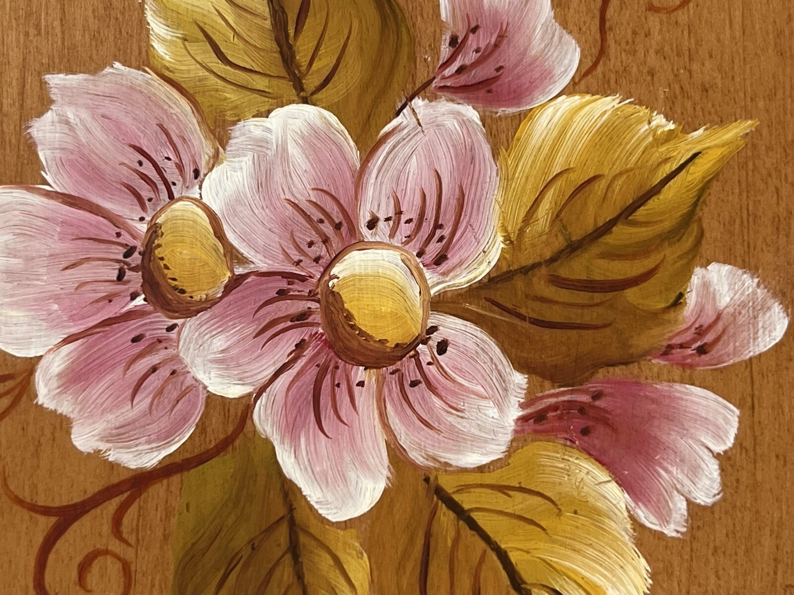 VTG Hand Painted and Signed Marge ’79 Trio of Wood Flowers Plaques Daisies, Rose