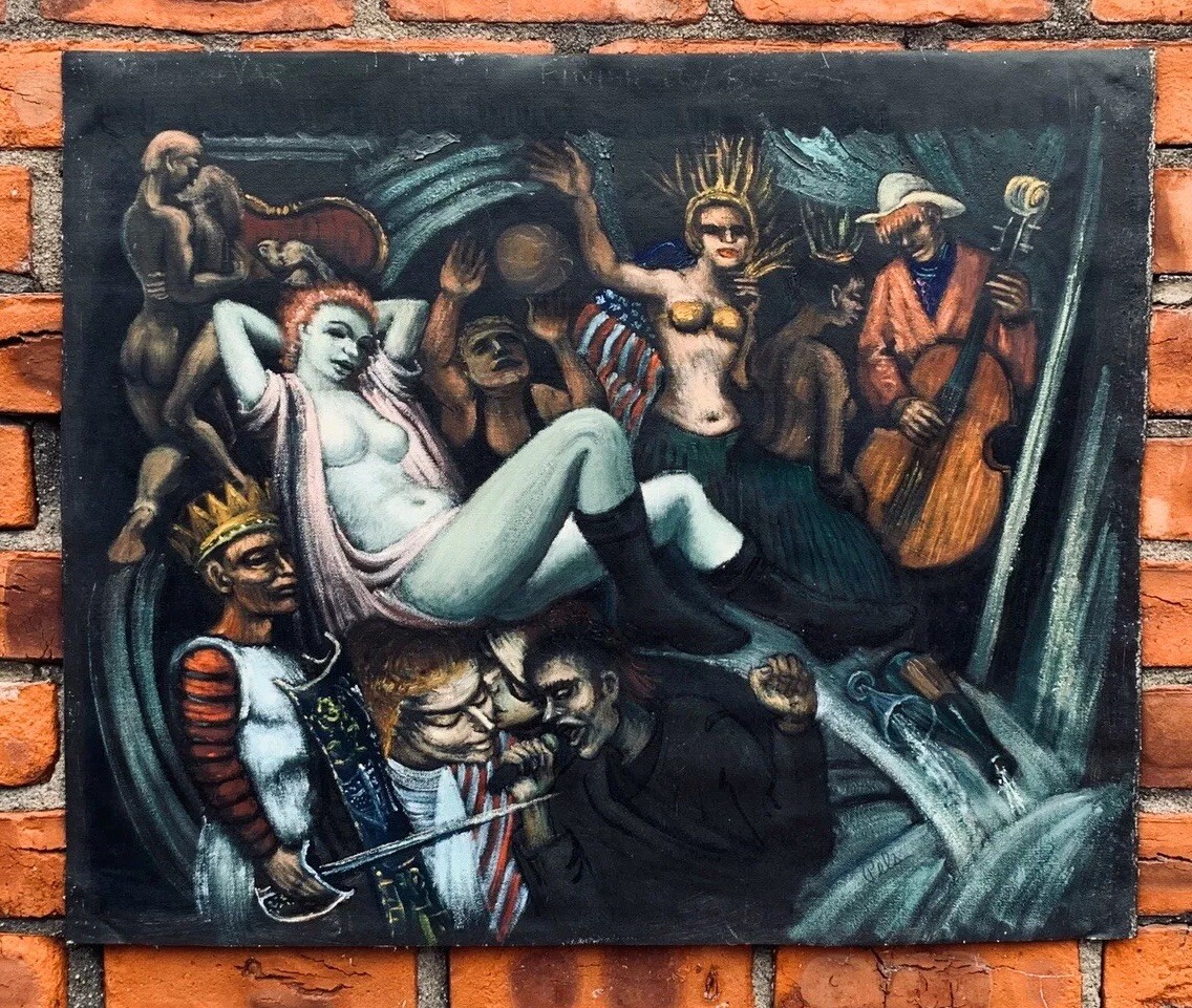 New York Artist Albert Pels Urban Genre Painting. Day Dreams. Signed C1980