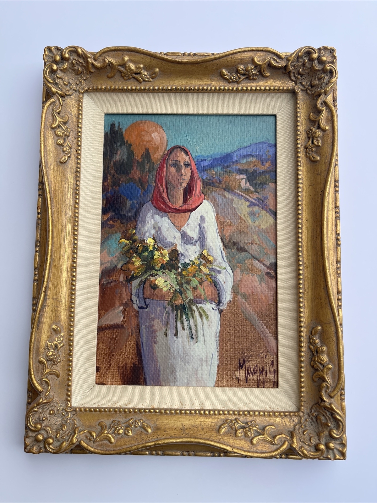 Gianpietro Maggi Painting Portrait Woman Italy Italian Landscape Listed Famous