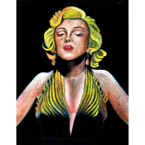 Marilyn Monroe Black Velvet UV Paint & Acrylic Original Paint 8.5×11 Art NEW