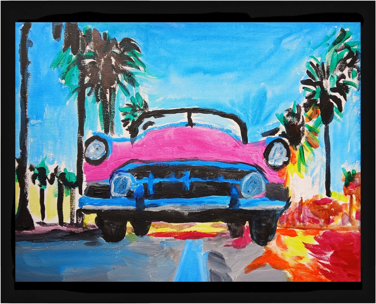 Abstract/Impressionism Pink Caddy 11×14 Original Handmade Signed Art Painting