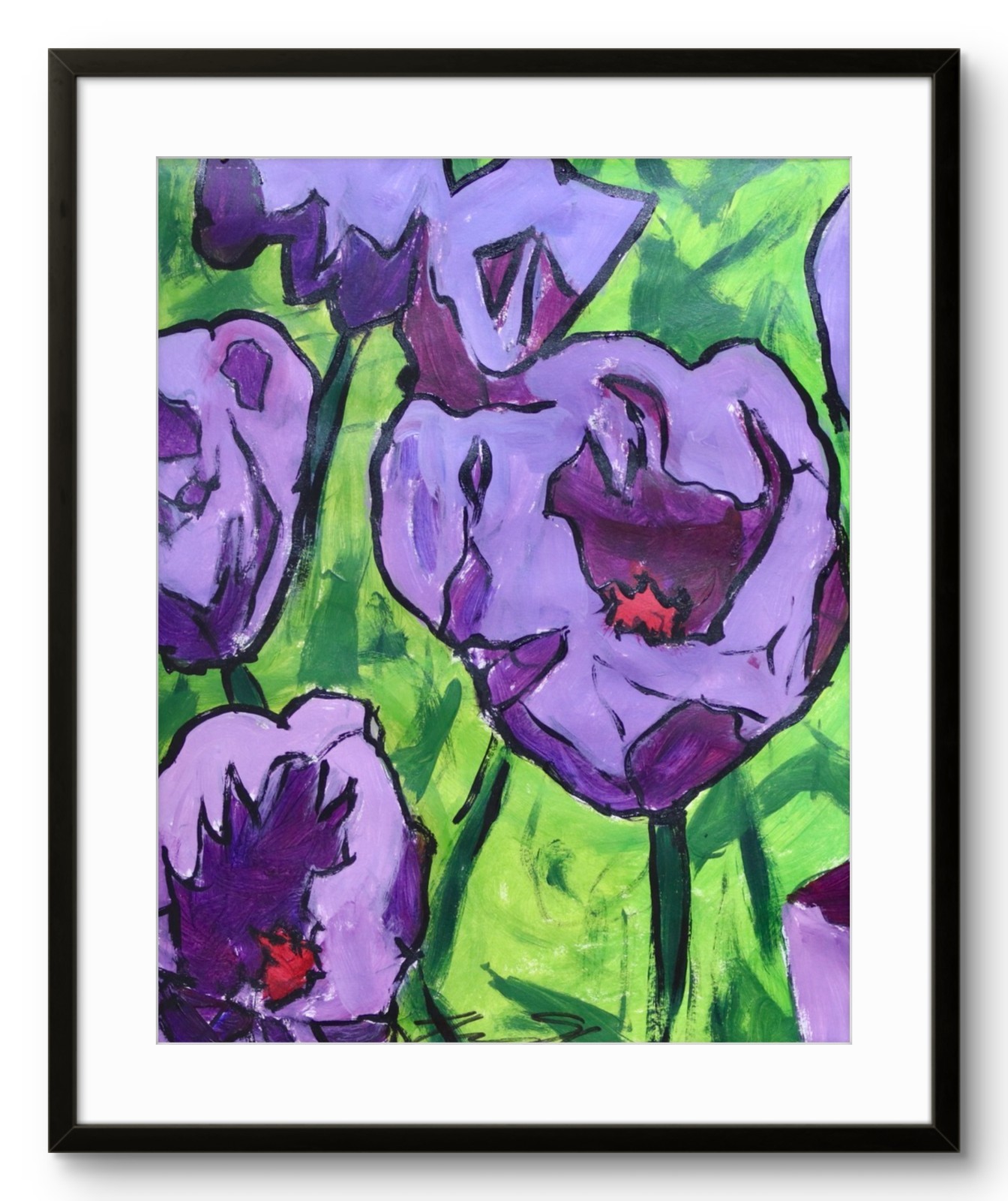 ShawNshawN Tulips Original Painting on Paper 11×14 Flowers Garden Art