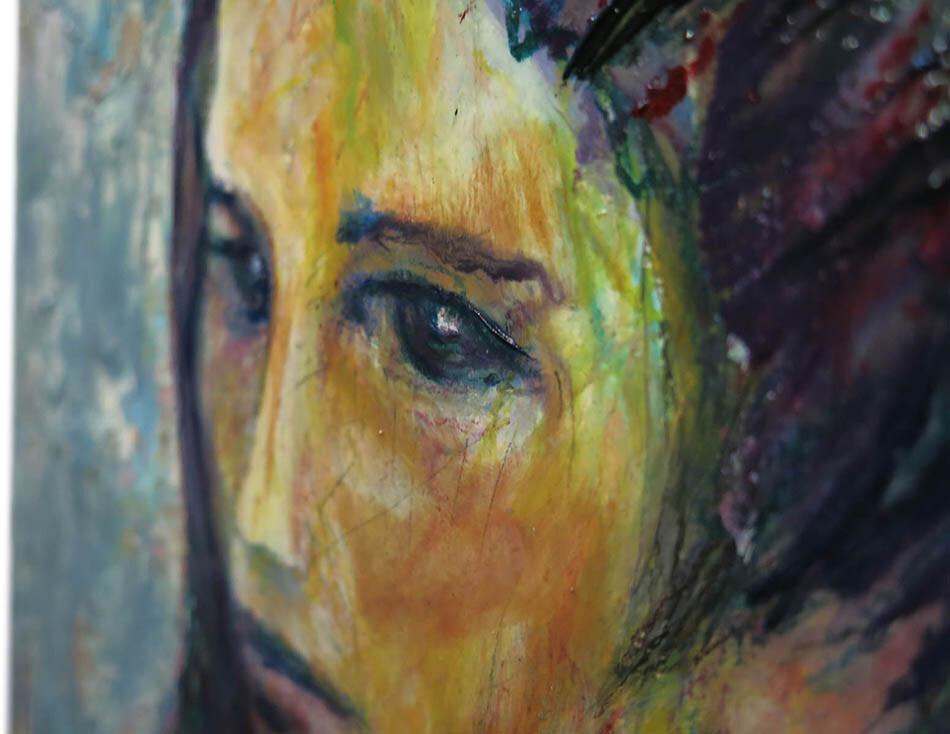 ABSTRACT IMPASTO EXPRESSIONISM POP ORIGINAL█OIL PAINTING ART█SIGNED PORTRAIT NR