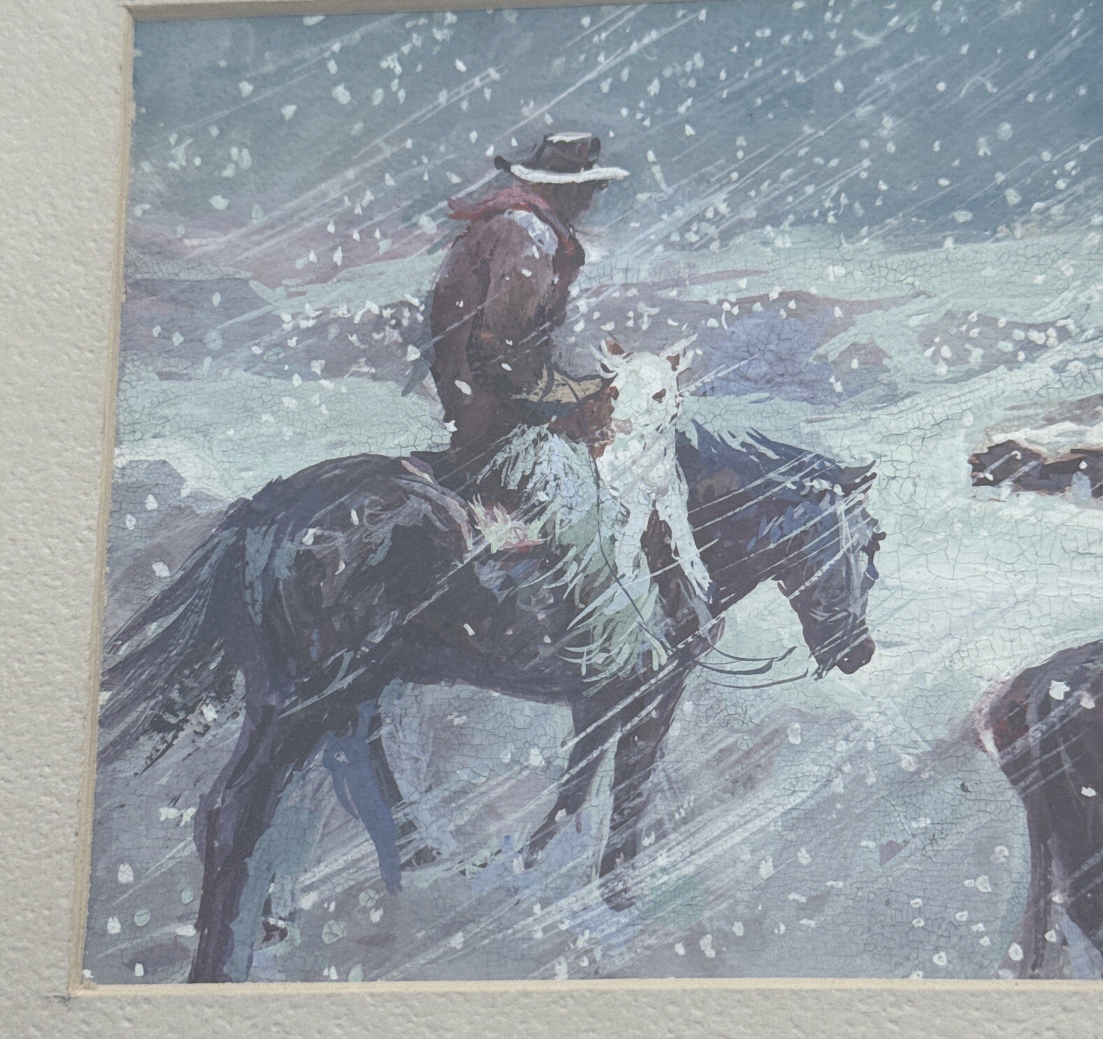 JOE STAHLEY PAINTING WESTERN COWBOY WINTER LANDSCAPE FAMOUS LISTED SMALL GEM