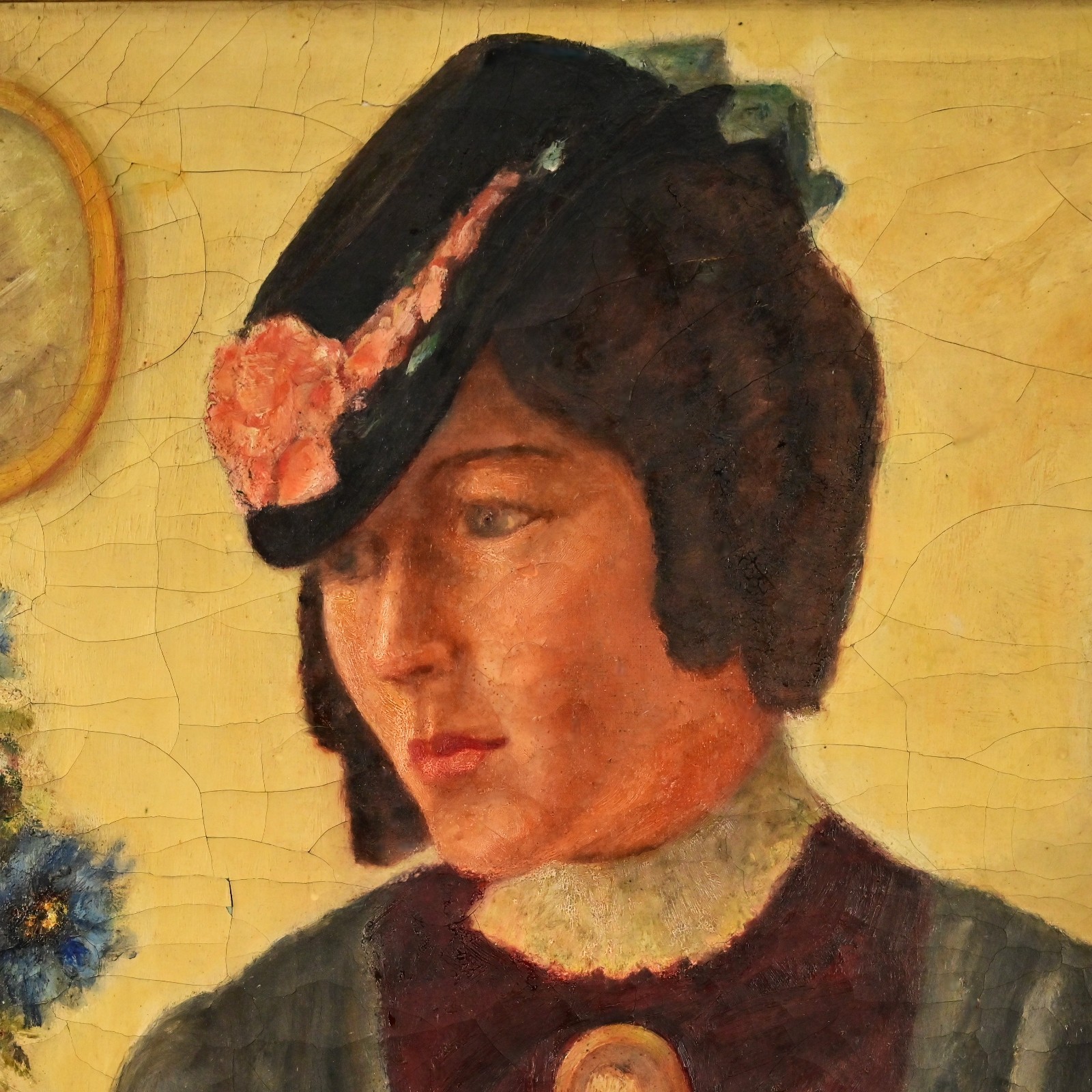 FALCONNET Original Vintage Signed Lady Female Portrait Illustration Oil Painting