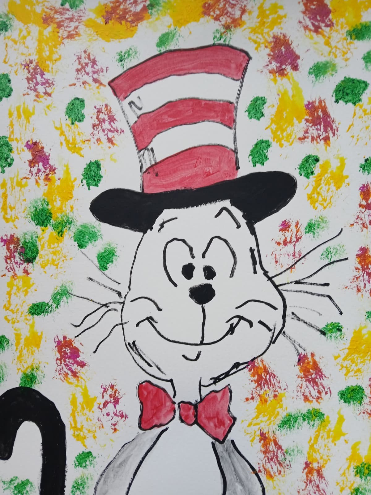 Abstract/Expressionism 11×14 Cat With Hat colorful Handmade Street Art Painting