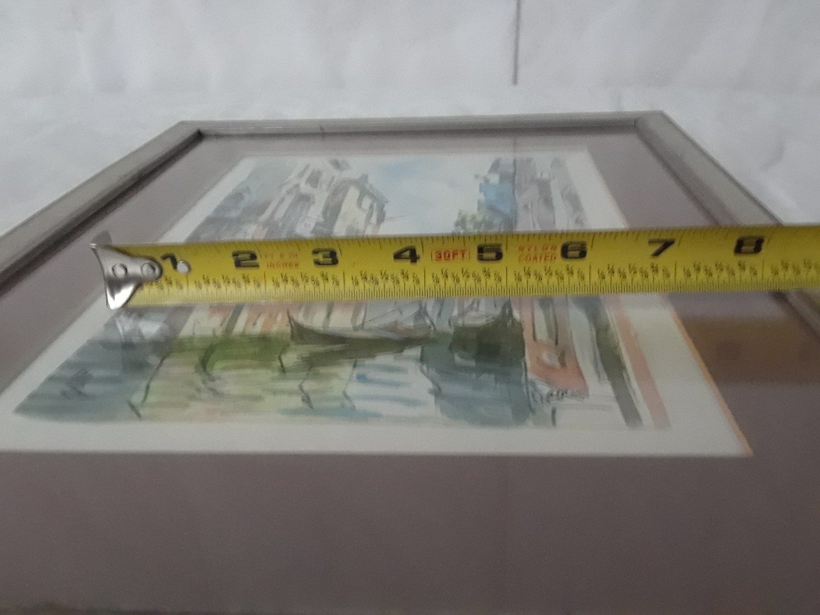 Watercolor & Ink on Paper, Venice Canal Signed Silver Framed with Brown Matting