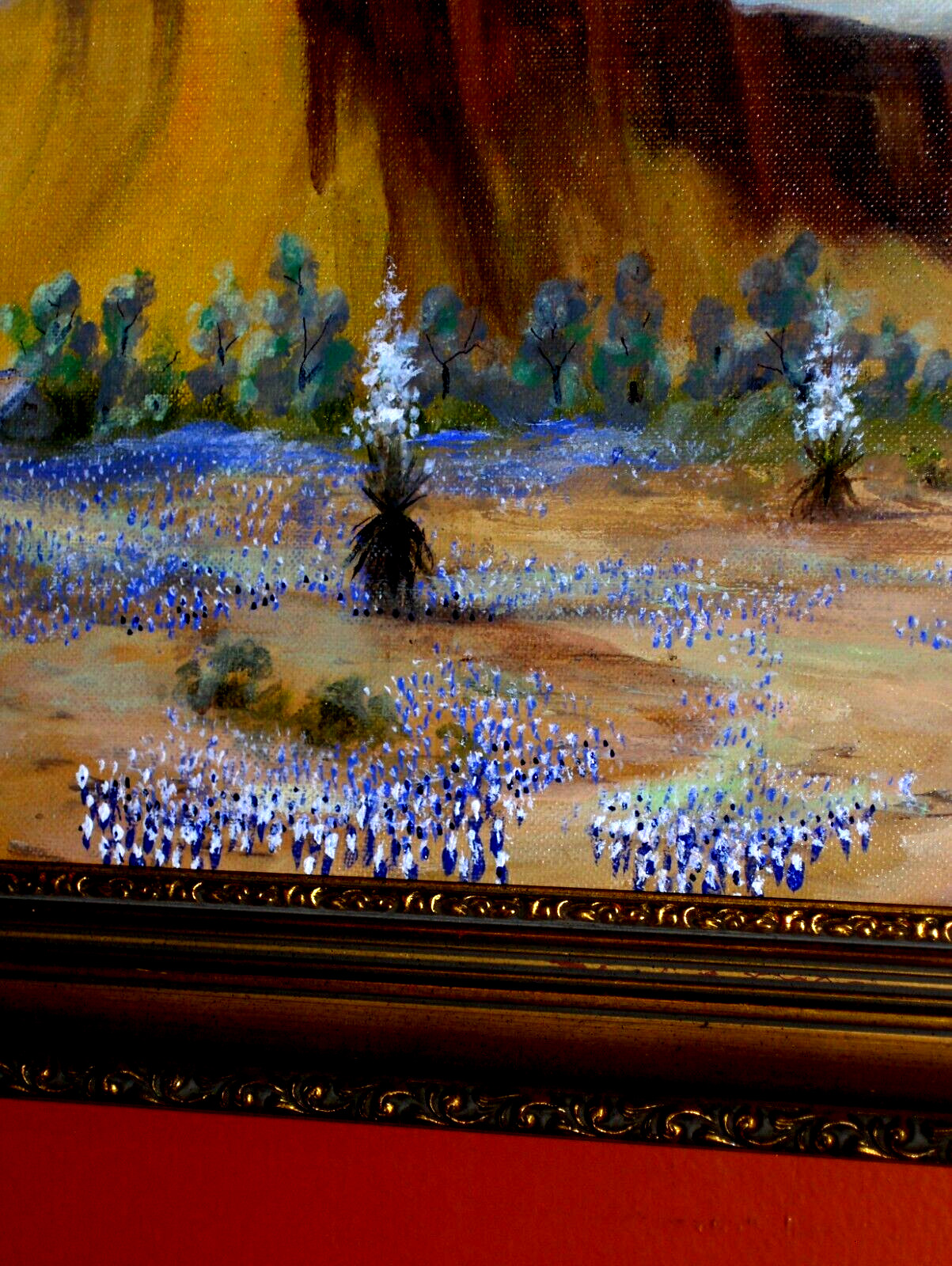 Original Buebonnet LandscapHouse Water Will Bird Blooming Yucca TX VINTAGE Oil