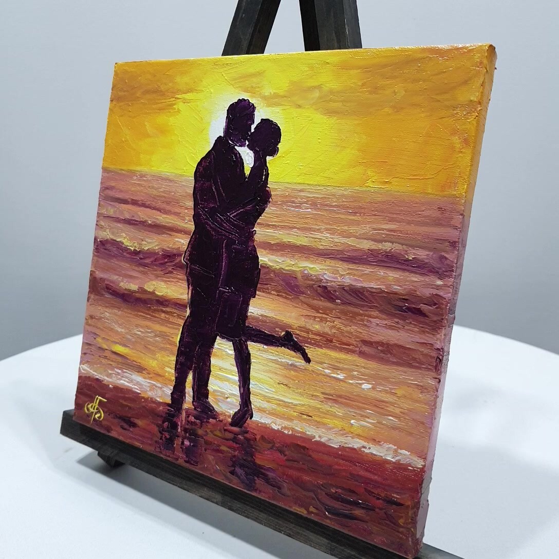 Ukraine Artist Twilight Romance Duet Original Oil Painting Gift Wall Art Decor