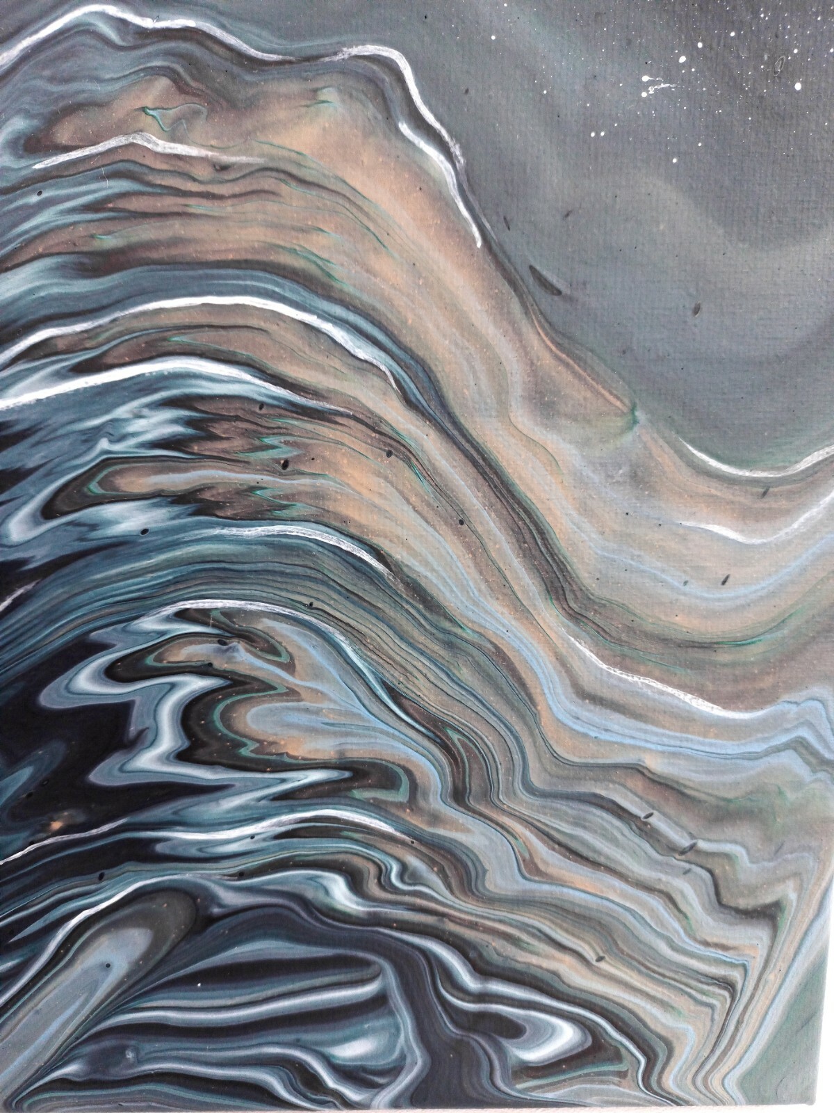 Midnight Ocean Wave Art Deep Teal Calm Coastal Night Original Painting, 10×10
