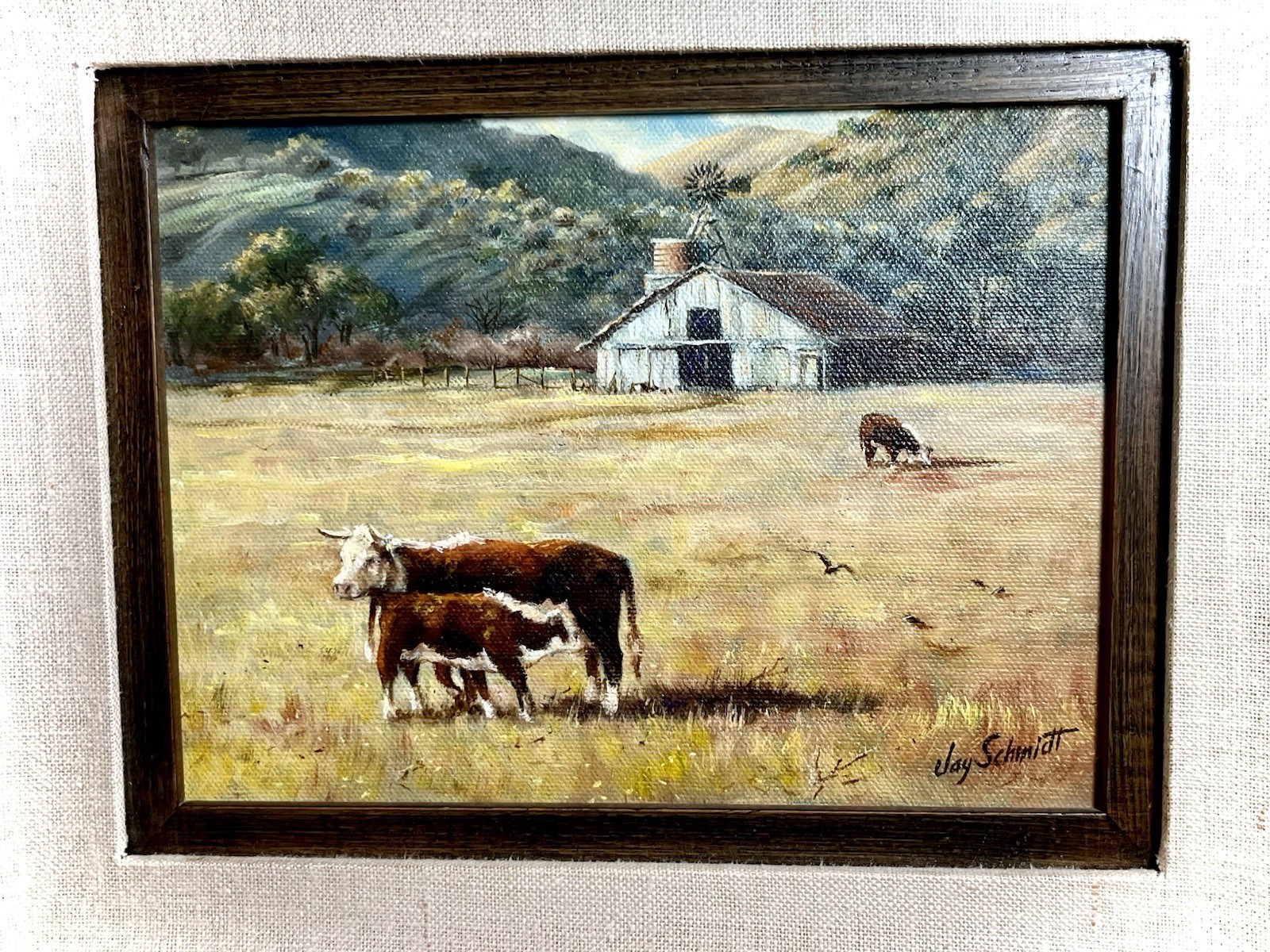 Nice! Jay Schmidt American Western Artist Signed – 11.5”x14” Framed Oil On Board