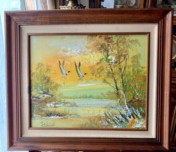Vintage Orig Oil Painting on Canvas Signed Framed Landscape 27″ x 23″ (20″x16″)