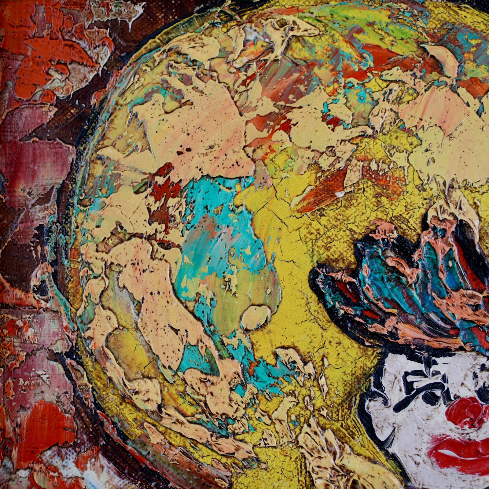 Vintage Original Expressionist Oil on Canvas «Clown Dancer» By Henry D’Anty