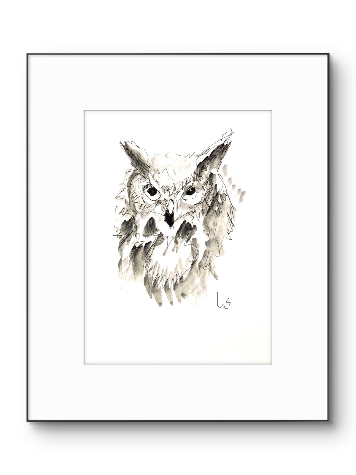 Original Abstract MInimalism 9×12 Owl Handmade Signed Bedroom Decor 20