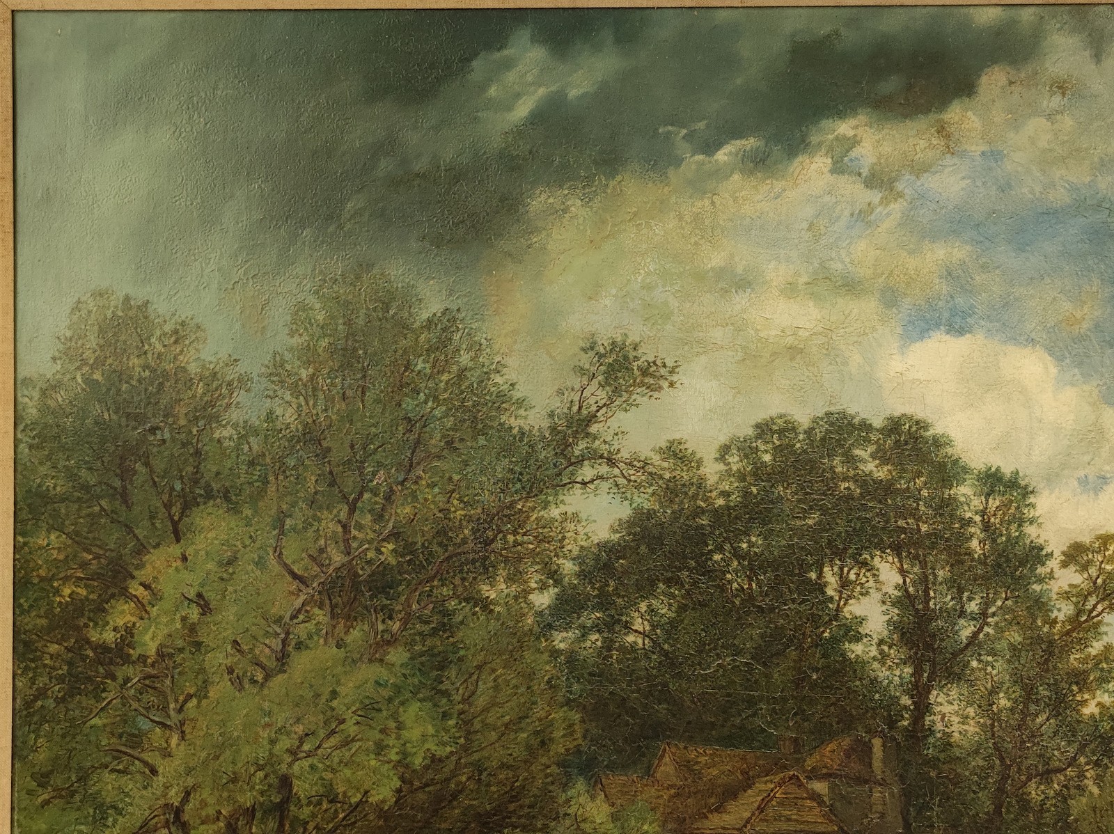 SIGNED 19TH CENTURY LARGE ORIGINAL OIL PAINTING ENGLISH PASTORAL LANDSCAPE