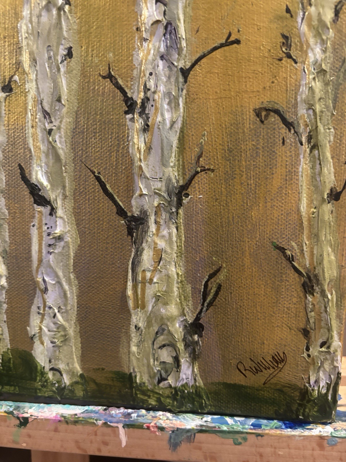 Aspen Gold Landscape Impression 12×12 ABSTRACT IMPRESSIONISM ORIGINAL Canvas ART