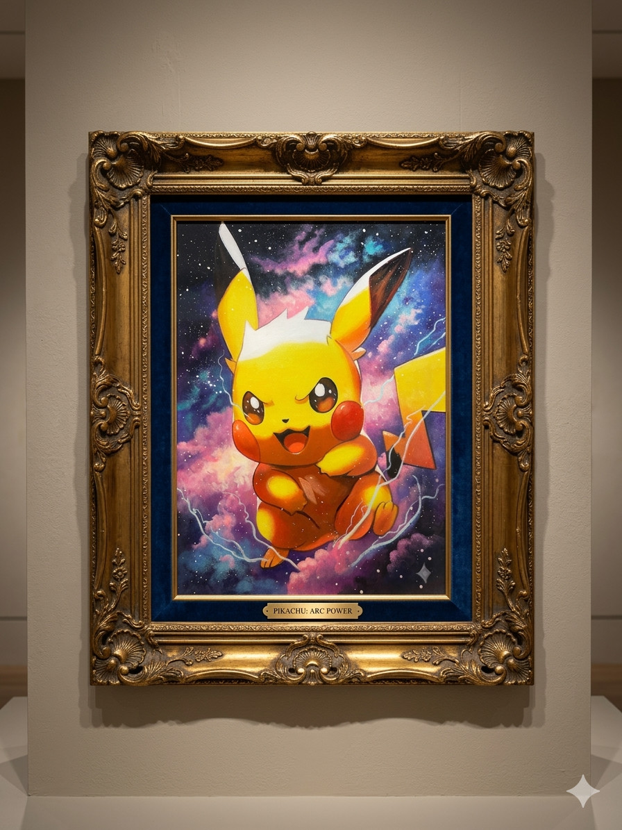 Original Pikachu Oil Painting on Canv- Hand Painted Galaxy Wall Art Decoration